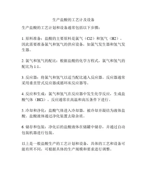 生产盐酸的工艺计及设备