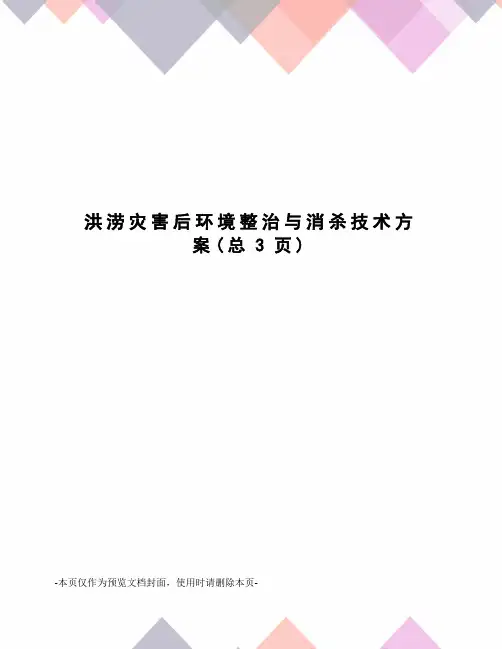 洪涝灾害后环境整治与消杀技术方案
