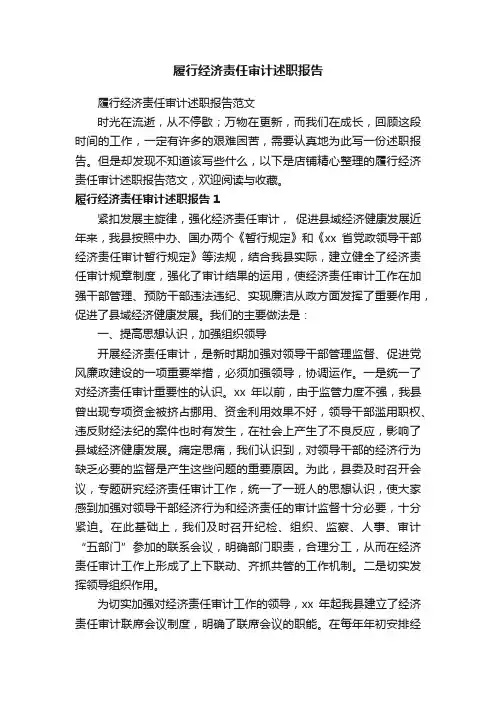 履行经济责任审计述职报告