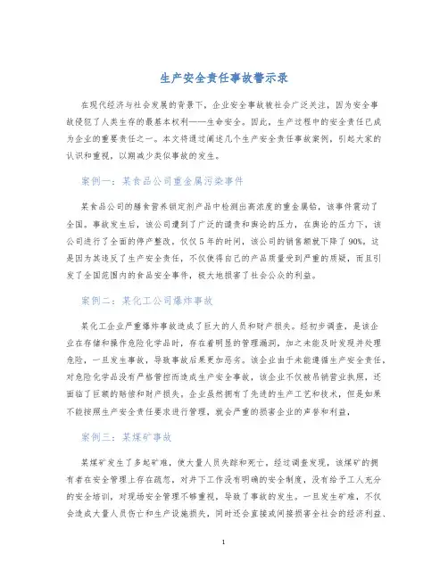 生产安全责任事故警示录