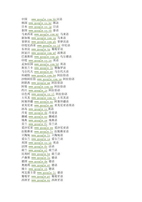 google常用国际网站