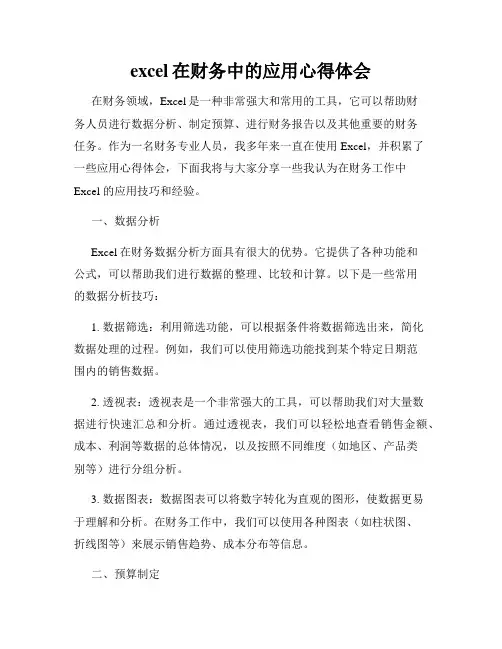 excel在财务中的应用心得体会