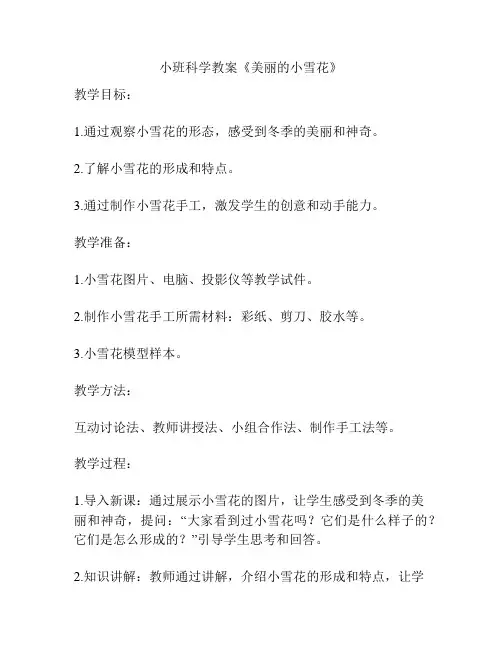 小班科学教案《美丽的小雪花》