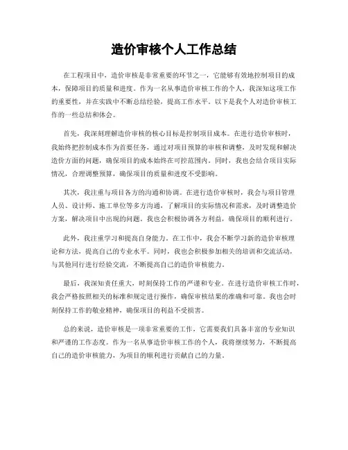 造价审核个人工作总结
