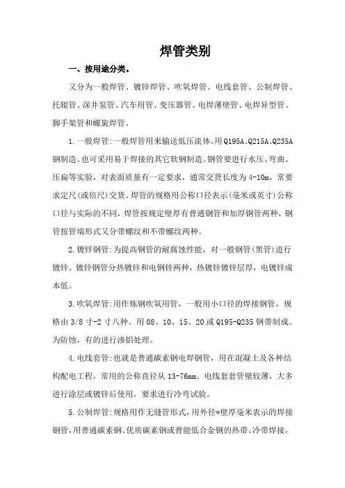 焊管类别