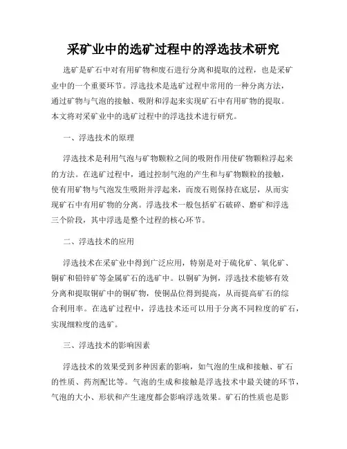 采矿业中的选矿过程中的浮选技术研究