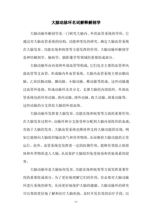 大脑动脉环名词解释解剖学