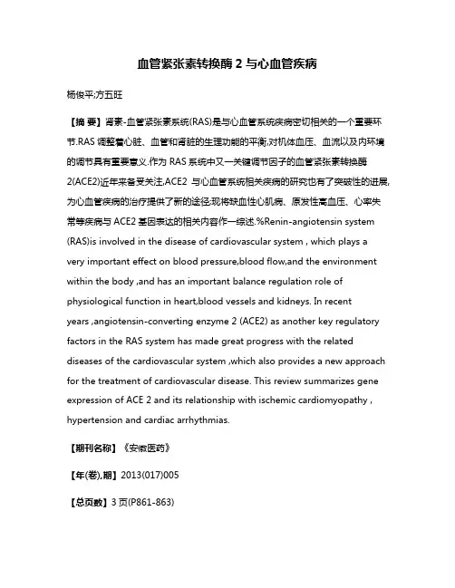 血管紧张素转换酶2与心血管疾病