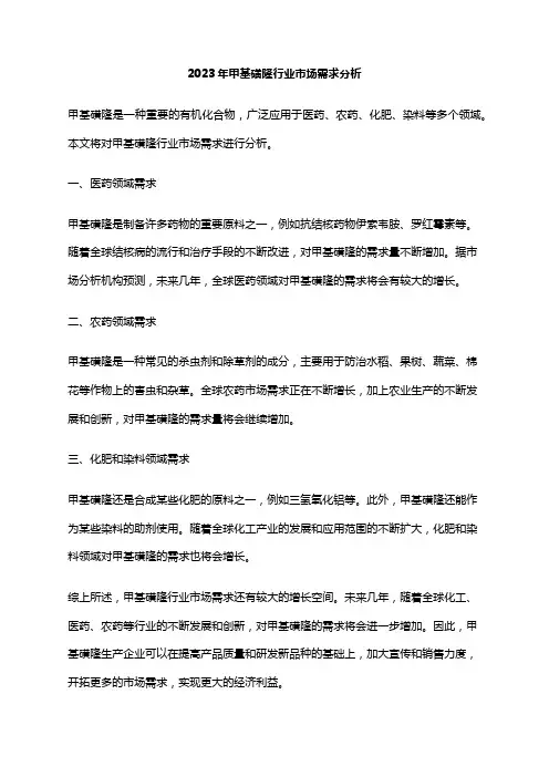 2023年甲基磺隆行业市场需求分析