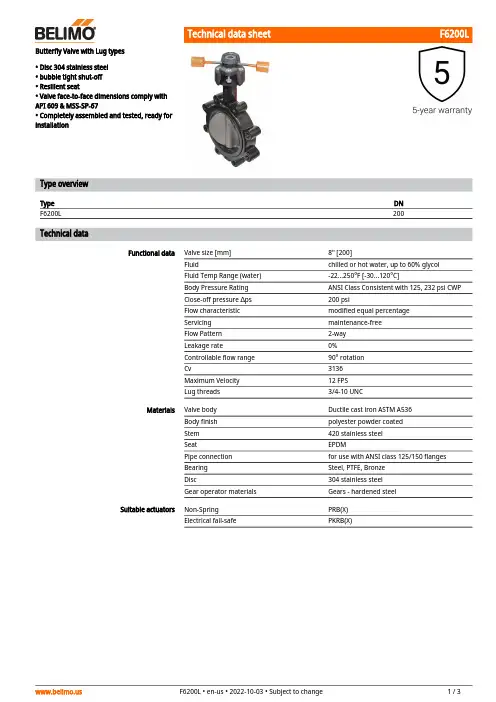 贝利摩F6200L型号的镍铸铁阀门数据表说明书