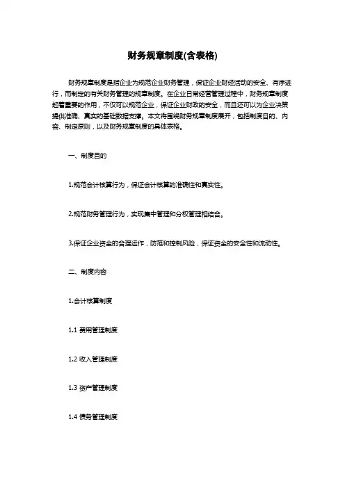 财务规章制度(含表格)