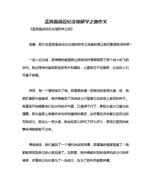 孟良崮战役纪念馆研学之旅作文
