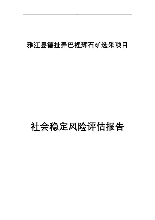 德扯弄巴锂辉石矿选采项目-社会稳定风险评估实施报告