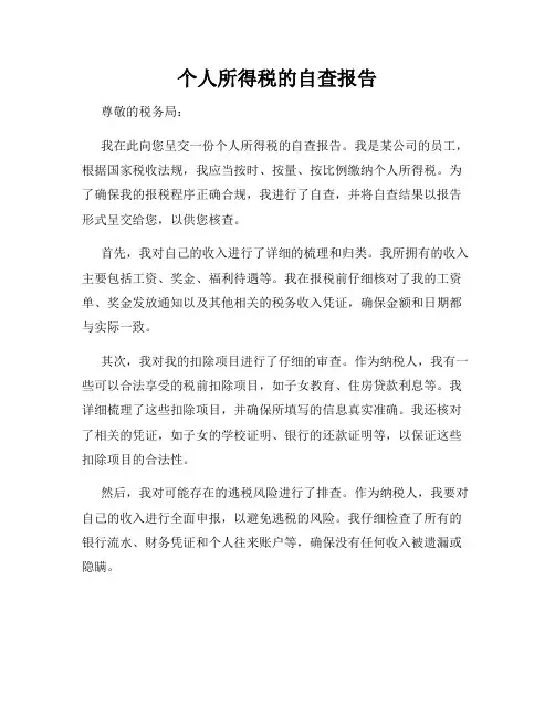 个人所得税的自查报告