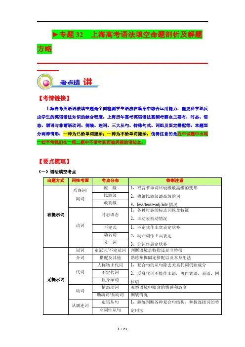 2024上海高考英语语法填空解题方法技巧及试题解读