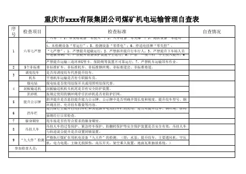 机电运输专项检查自查表