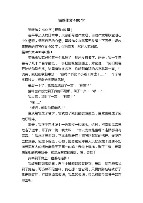 猫咪作文400字（精选65篇）