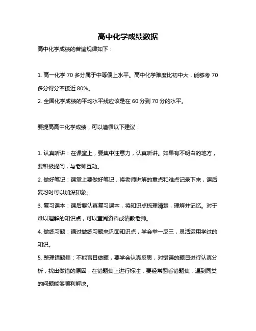 高中化学成绩数据