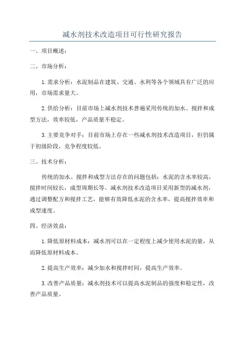 减水剂技术改造项目可行性研究报告