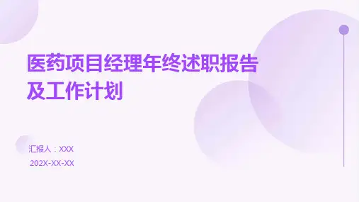 医药项目经理年终述职报告及工作计划PPT