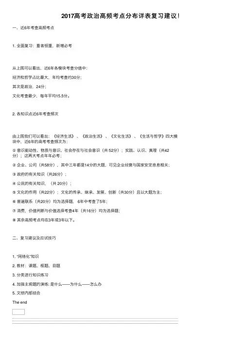 2017高考政治高频考点分布详表复习建议！