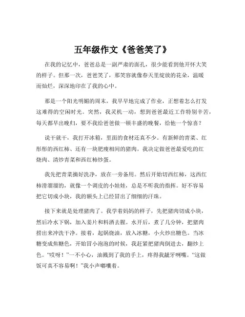 五年级作文《爸爸笑了》
