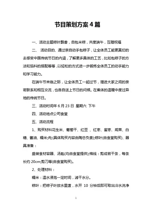 节目策划方案4篇
