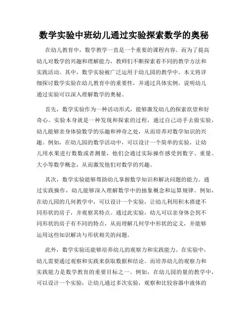 数学实验中班幼儿通过实验探索数学的奥秘