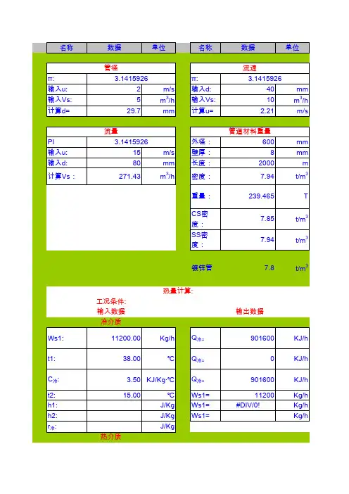 化工工艺计算常用公式