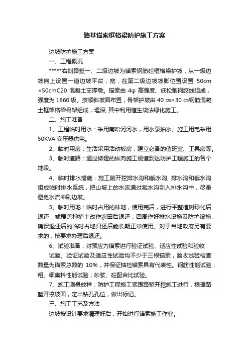 路基锚索框格梁防护施工方案