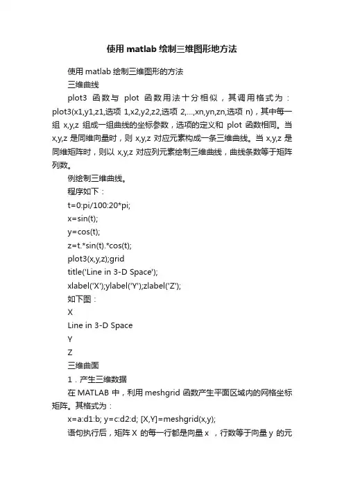 使用matlab绘制三维图形地方法