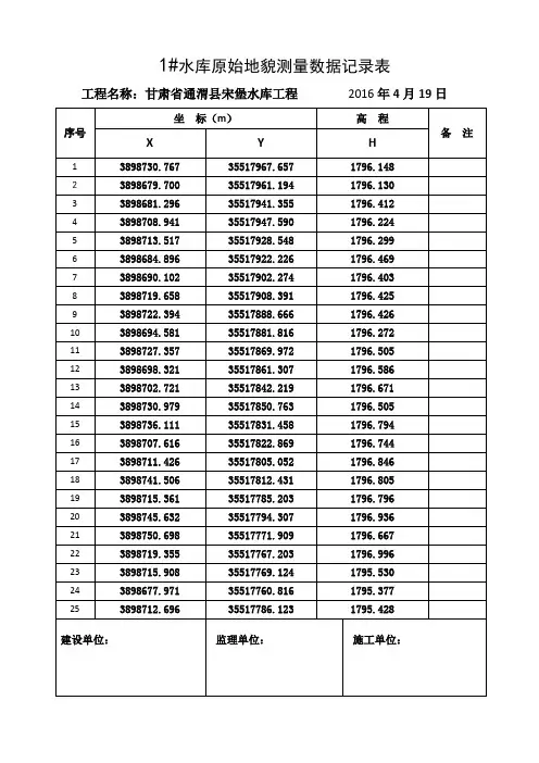原始地貌测量记录表