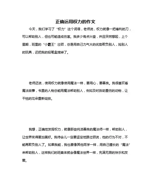 正确运用权力的作文