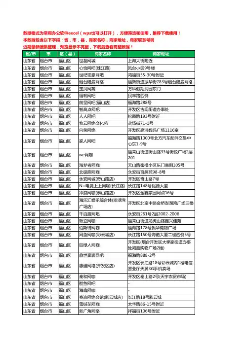2020新版山东省烟台市福山区网吧工商企业公司商家名录名单黄页联系电话号码地址大全70家