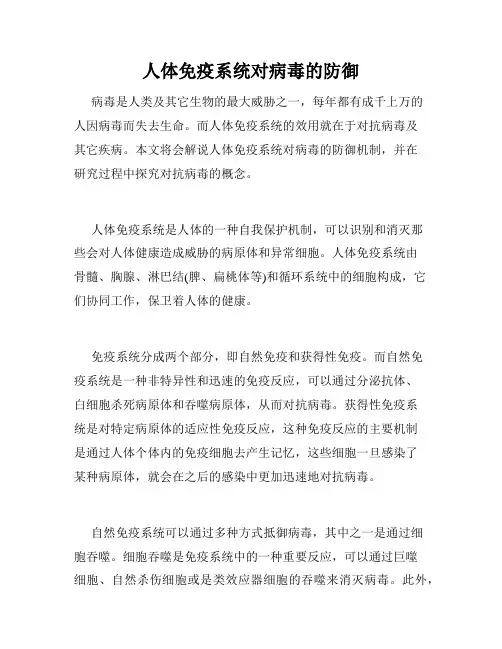 人体免疫系统对病毒的防御