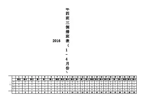 全自动四班三倒排班表和倒班查询