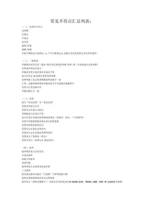 LC常见不符点汇总