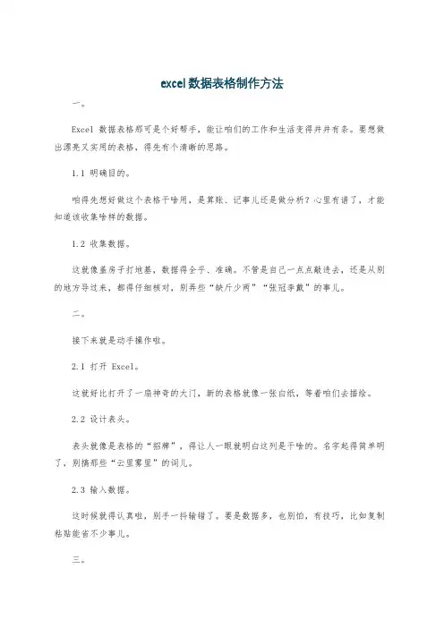 excel数据表格制作方法