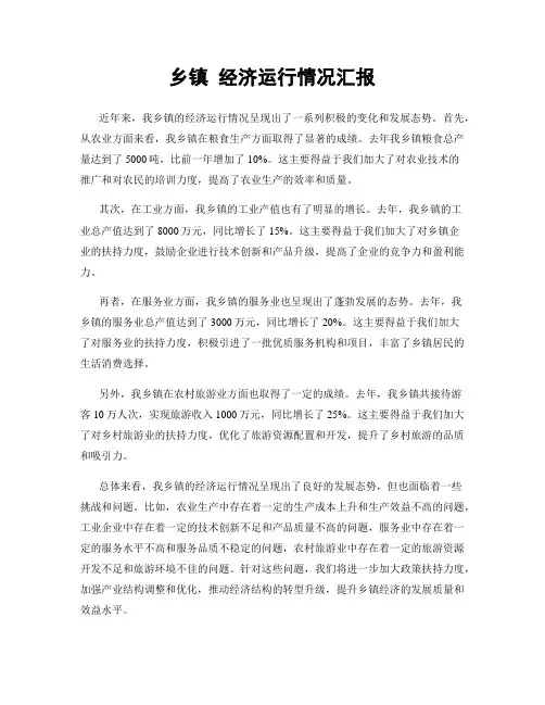 乡镇 经济运行情况汇报