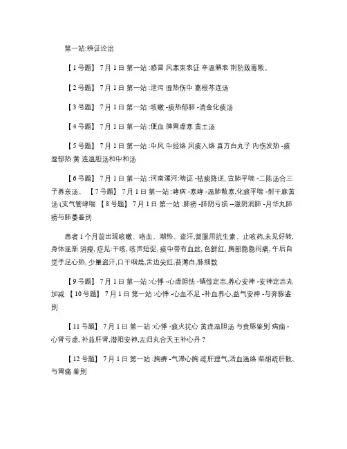 2016年中医执业医师考试第一站(精)