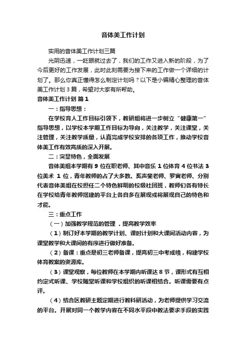 音体美工作计划