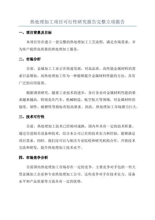 热处理加工项目可行性研究报告完整立项报告