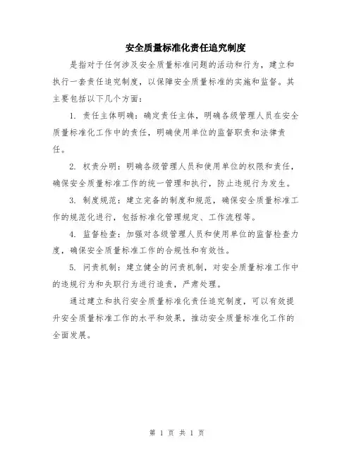 安全质量标准化责任追究制度