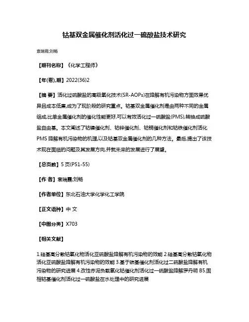钴基双金属催化剂活化过一硫酸盐技术研究