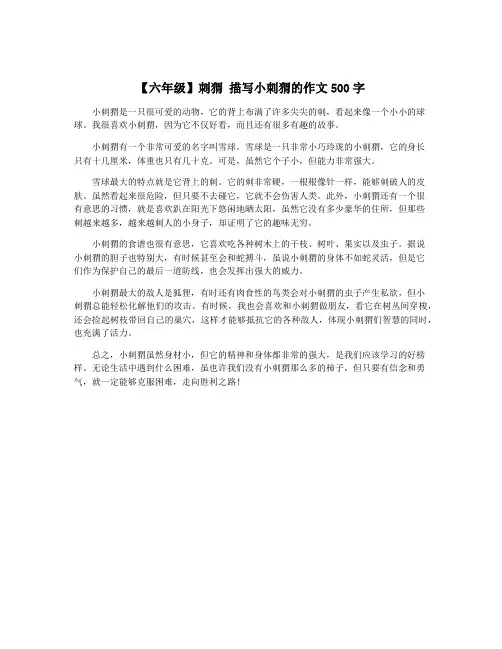 【六年级】刺猬 描写小刺猬的作文500字