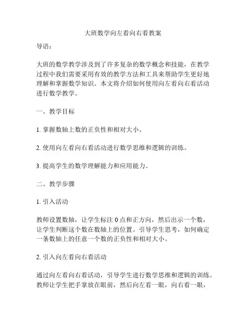 大班数学向左看向右看教案