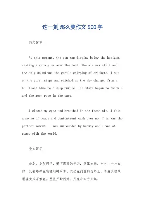 这一刻,那么美作文500字