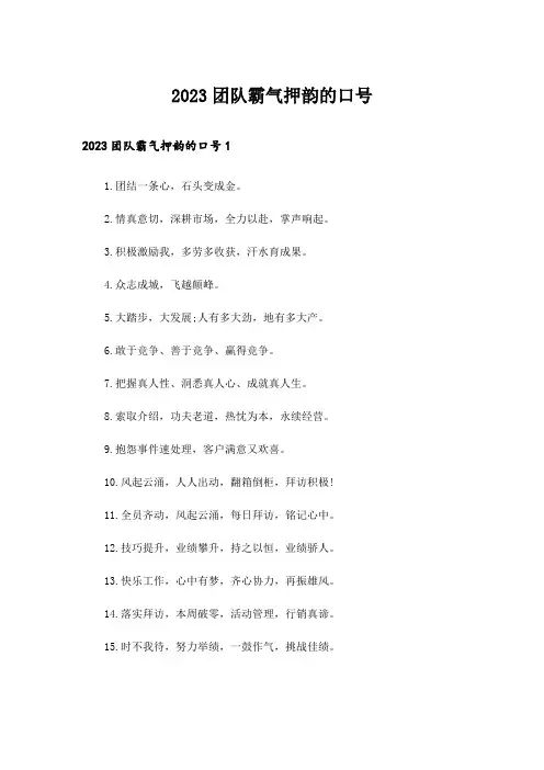 2023团队霸气押韵的口号