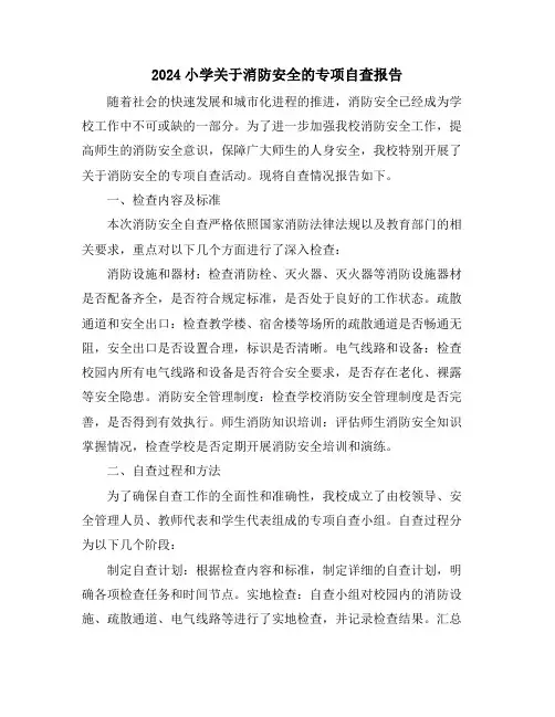 2024小学关于消防安全的专项自查报告