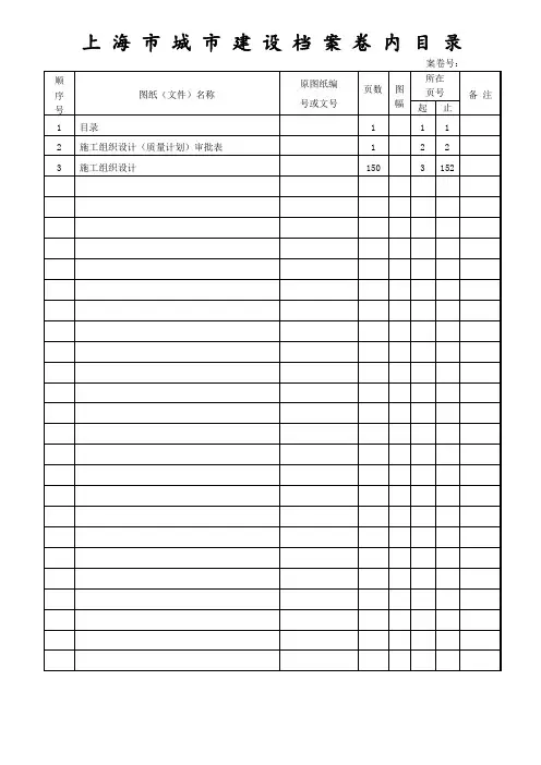 上海市城市建设档案卷内目录(最新)